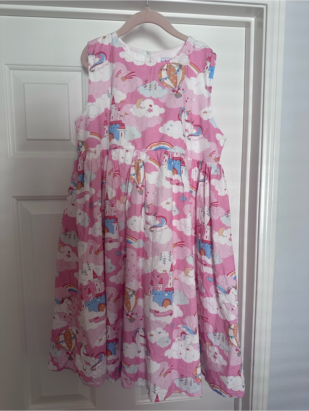 Lola + The Boys: Pink Cloud & Rainbow Print Sleeveless Dress